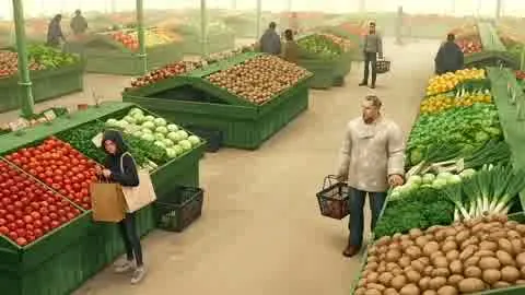 Le marché couvert en plan large